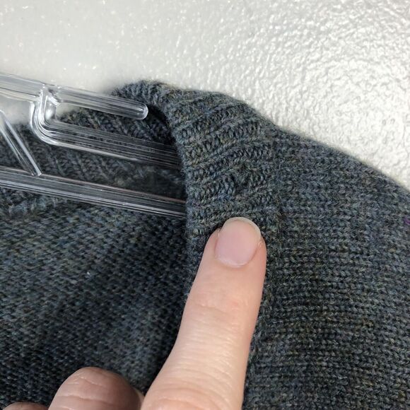 LL Bean Wool Sweater Mens XL Tall Gray 100% Lambswool Made in Scotland *Flaw* - Picture 7 of 16